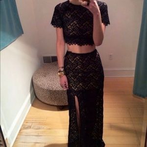 For Love and Lemons lace crop top/skirt set